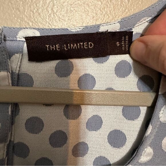 The Limited Retro Polka Dot Fit Flare Dress Size 6 Sleeveless Blue Pockets - Picture 6 of 8